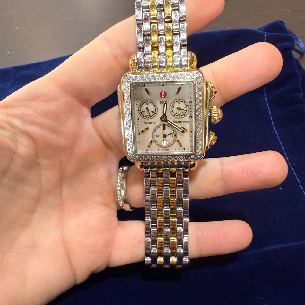 Michele Deco Two Tone Diamond Watch